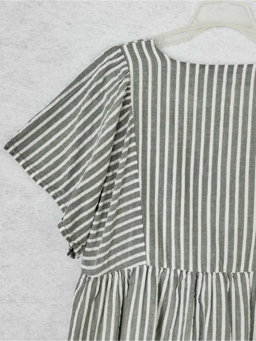 Madewell Flutter Sleeve Mini Dress Sage Green White Striped Seersucker Size M - Picture 10 of 16
